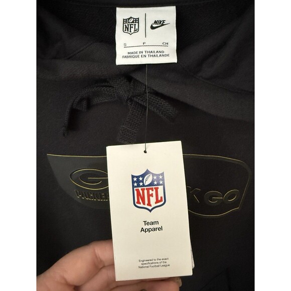 NWT Green Bay Packers Sweatshirt Men’s S Small Black Hoodie Go Pack Go $90 Nike - Picture 4 of 10